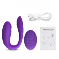 Clitoral & Couples Vibrator w/Sucking, 10 Function, Rechargeable, w/Remote Control PURPLE